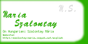 maria szalontay business card